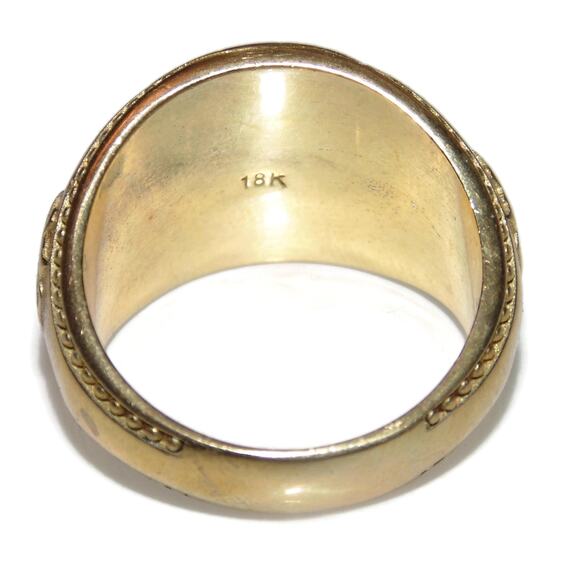 Vintage Estate Brass Men Signet Ring Rocker Biker Crest Statement US Size 10.25 - Picture 2 of 4